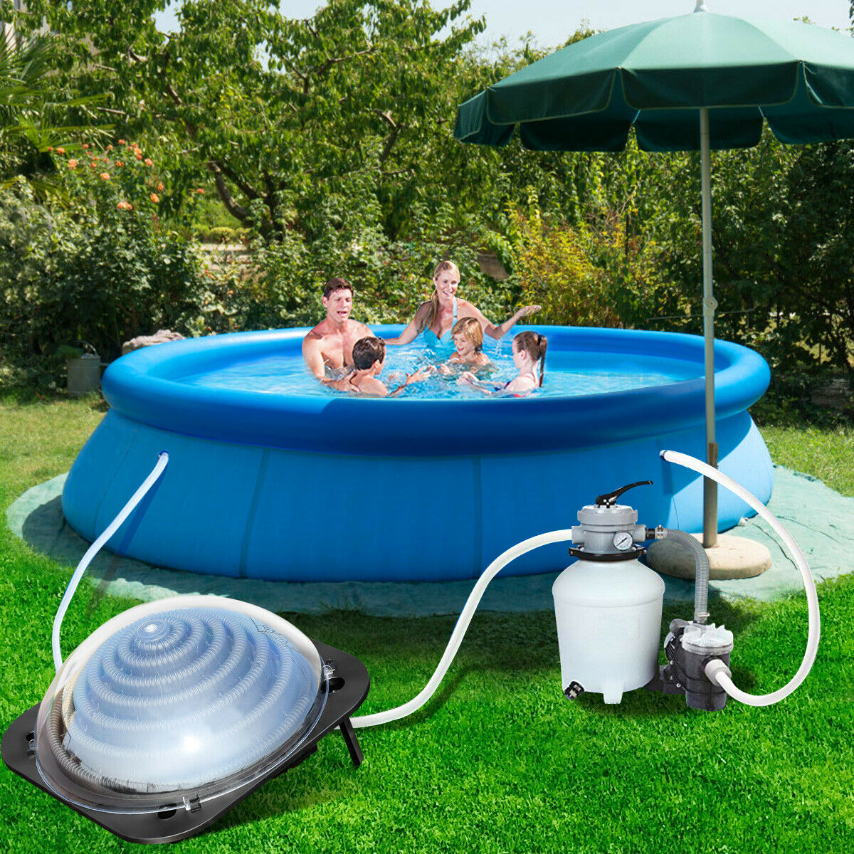Costway Black Outdoor Solar Dome Inground &Above Ground Swimming Pool Water Heater