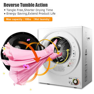 EP23598 Costway Electric Tumble Compact Cloth Dryer Stainless Steel Wall  Mounted 1.5 cu .ft.