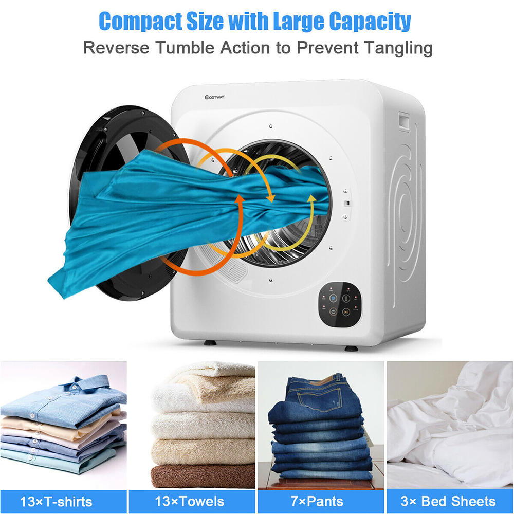 Costway 1700W Portable Clothes Dryer Electric Tumble Laundry Dryer Stainless Steel Tub 13.2 lbs /3.22 Cu.Ft
