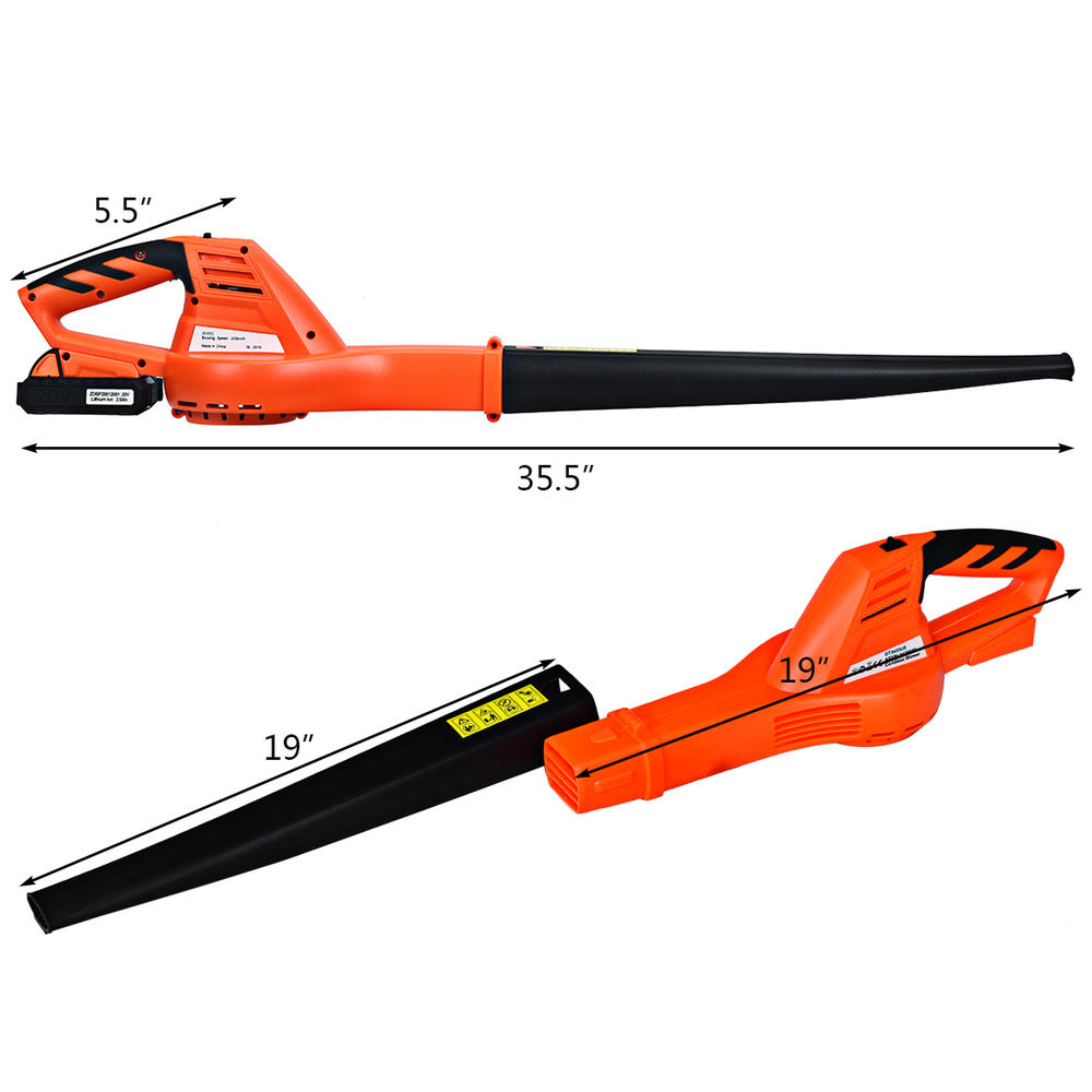 Costway 20V 2.0Ah Cordless Leaf Blower Sweeper 120 MPH Blower Battery & Charger Included