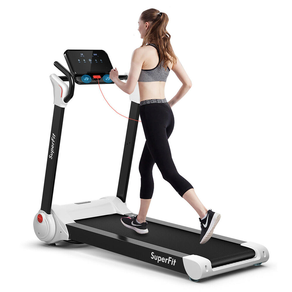 Costway SuperFit 2.25HP Folding Electric Motorized Treadmill With Speaker White