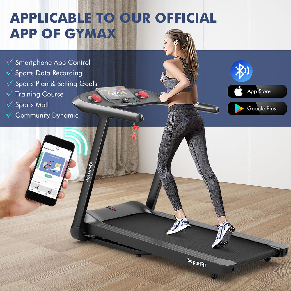 Costway SuperFit 4.75HP Folding Treadmill w/Preset Programs Touch Screen Voice/APP/Remote Control