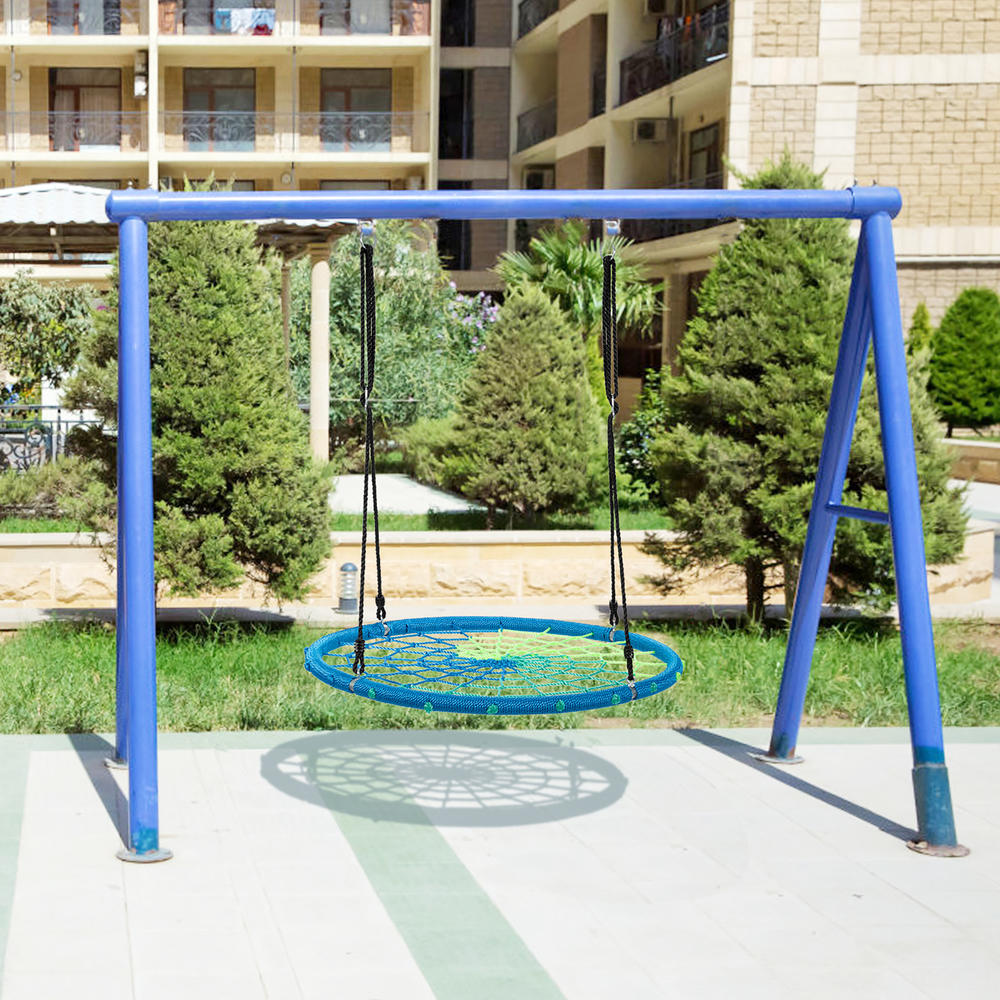 Costway 40'' Spider Web Tree Swing Kids Outdoor Play Set w/ Adjustable Ropes Gift Orange\Blue\Green