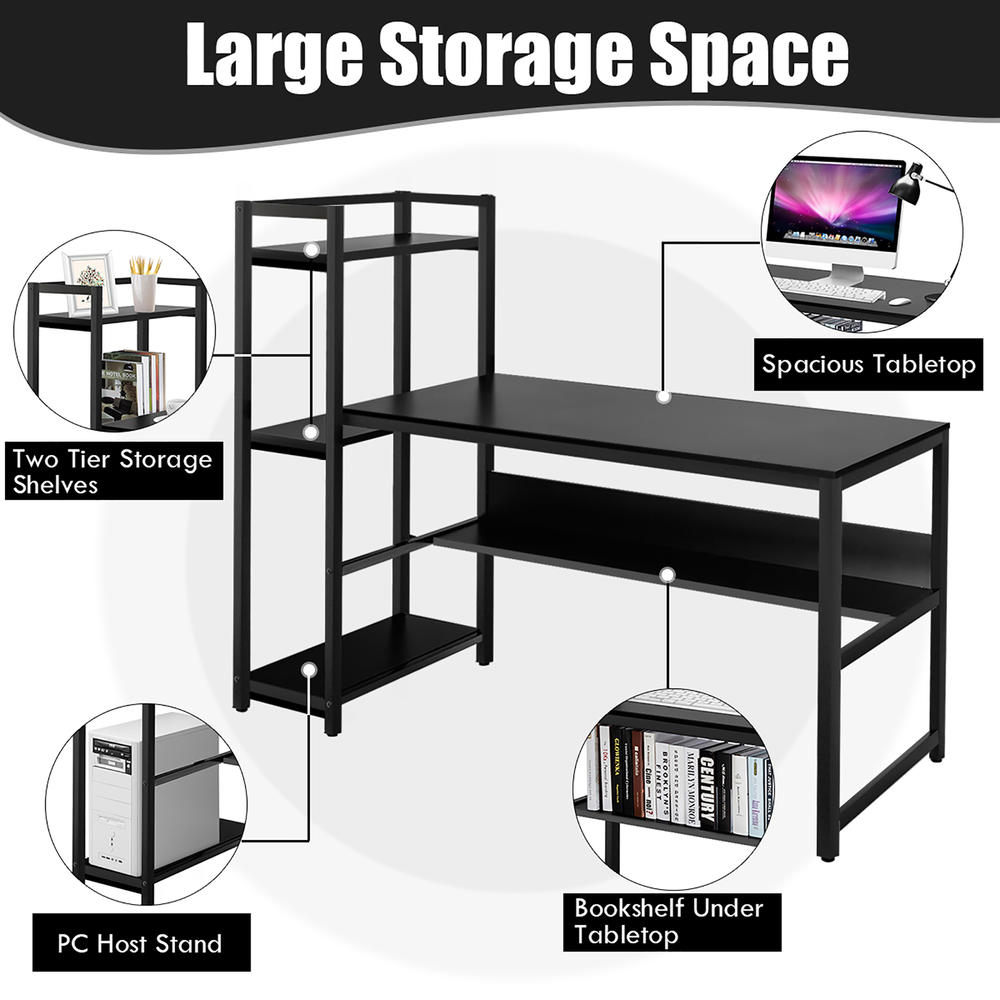 Costway Multi-Functional Computer Desk with 4-tier Storage shelves
