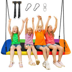 Costway Goplus 700lb Giant 60'' Platform Tree Swing Outdoor w/ 2 Hanging Straps Blue\Colorful\Green\Camo Green