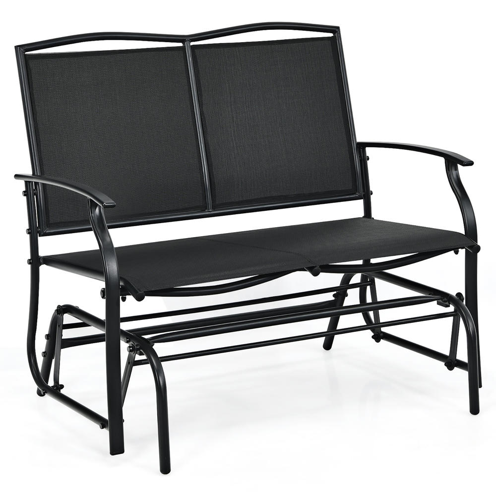 Costway Patio Glider Rocking Bench Double 2 Person Chair Loveseat Garden Grey\Black
