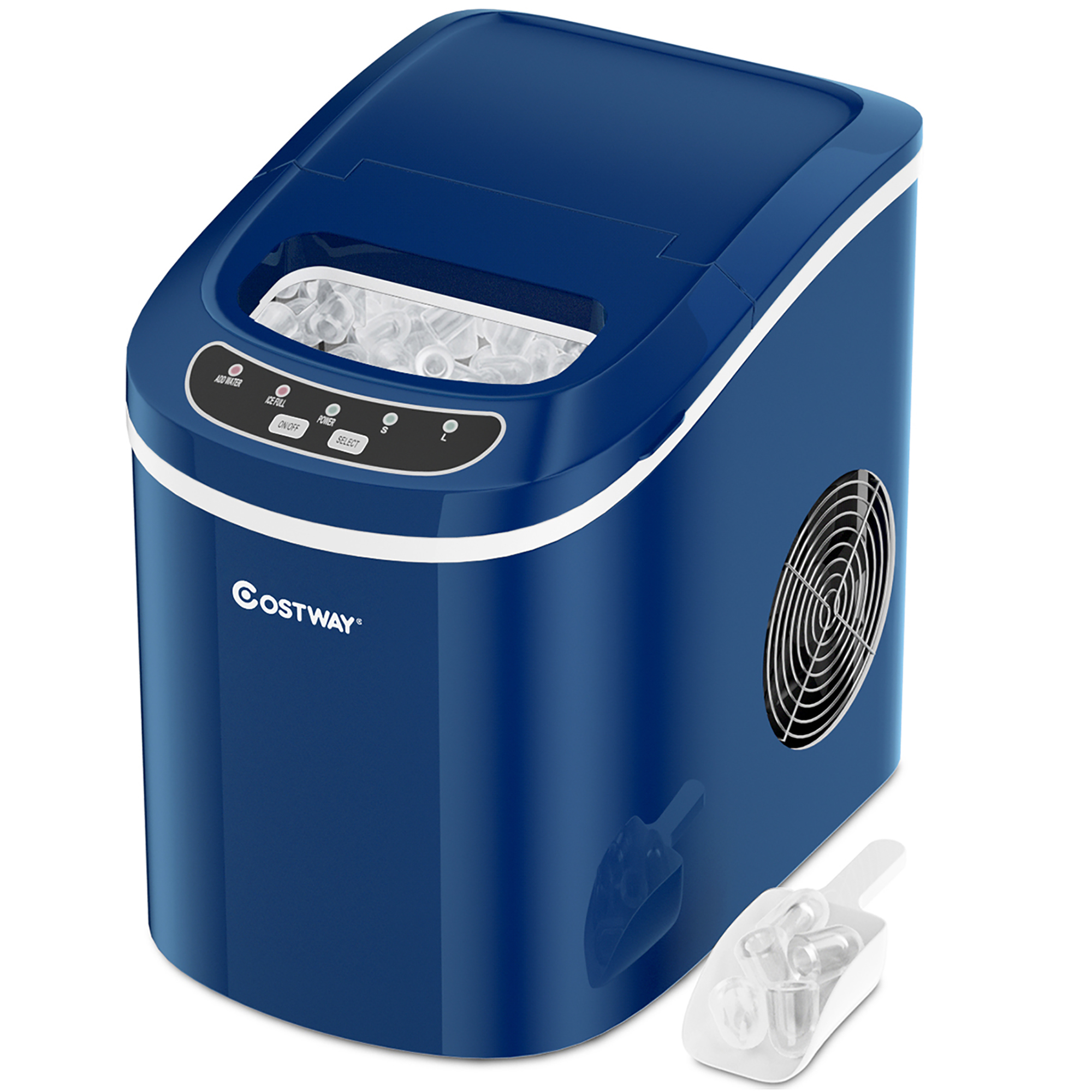 Costway Portable Compact Electric Ice Maker Machine Mini Cube 26lb/Day ABS Navy
