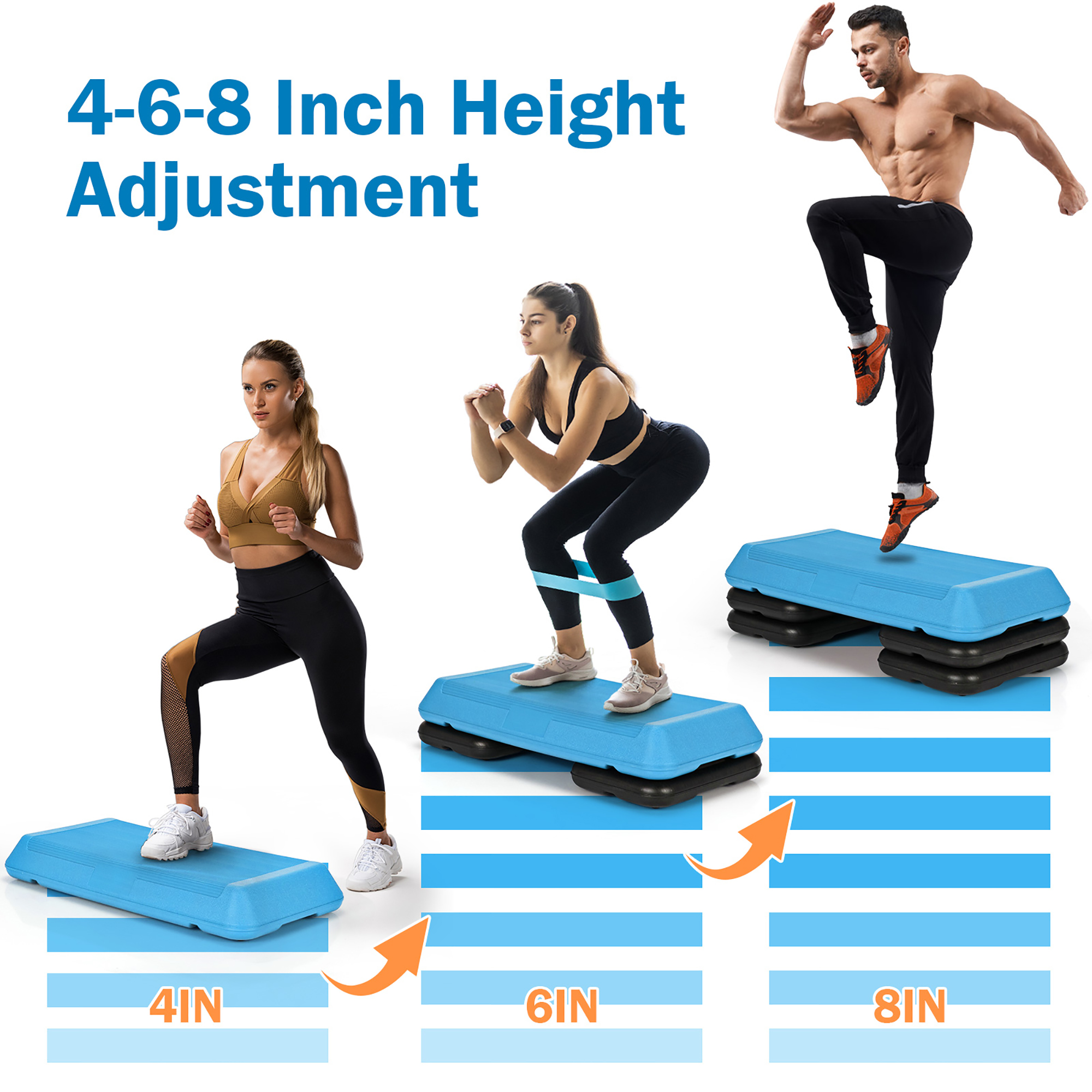 Costway 29'' Adjustable Workout Fitness Aerobic Stepper Exercise Platform W/Riser 4'' -6'' -8 Blue