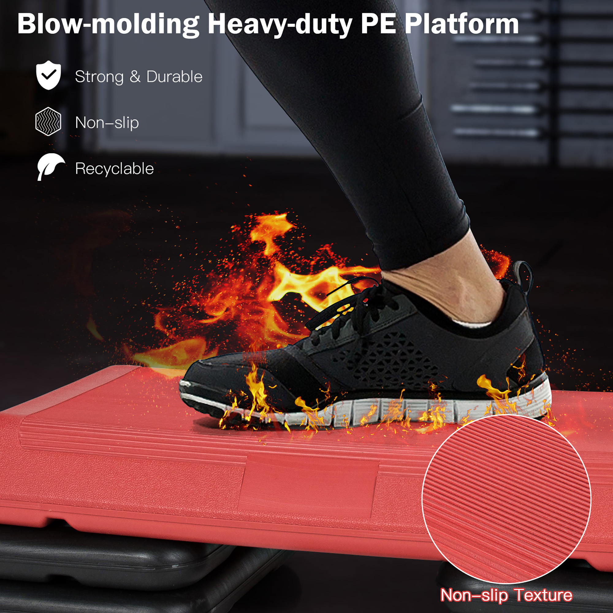 Costway 29'' Adjustable Workout Fitness Aerobic Stepper Exercise Platform W/Riser 4'' -6'' -8 Red