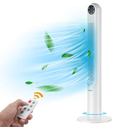 Costway 42'' Tower Fan Smart Display Panel 12H Timer 80 Degree Oscillating Fan w/Remote White