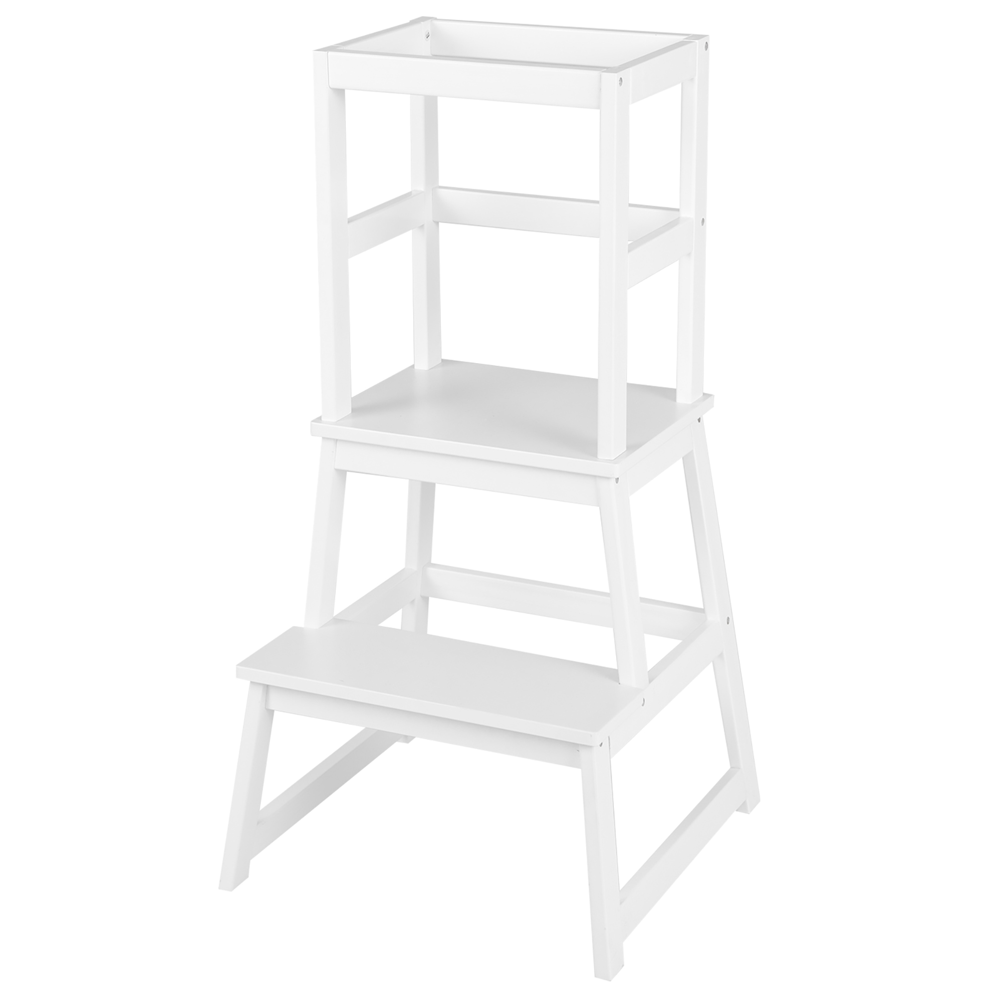 Costway Kids Kitchen Step Stool Kids Standing Tower with Safety Rails White