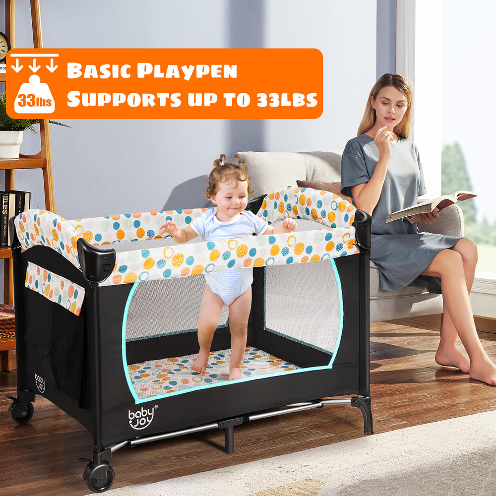 Costway Babyjoy 4-in-1 Convertible Portable Baby Playard Newborn Napper w/ Changing Station Blue
