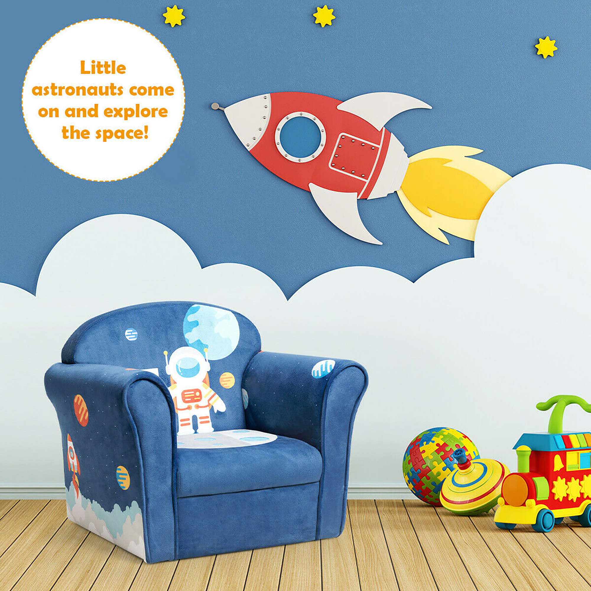 Costway Kids Astronaut Sofa Children Armrest Couch Toddler Furniture