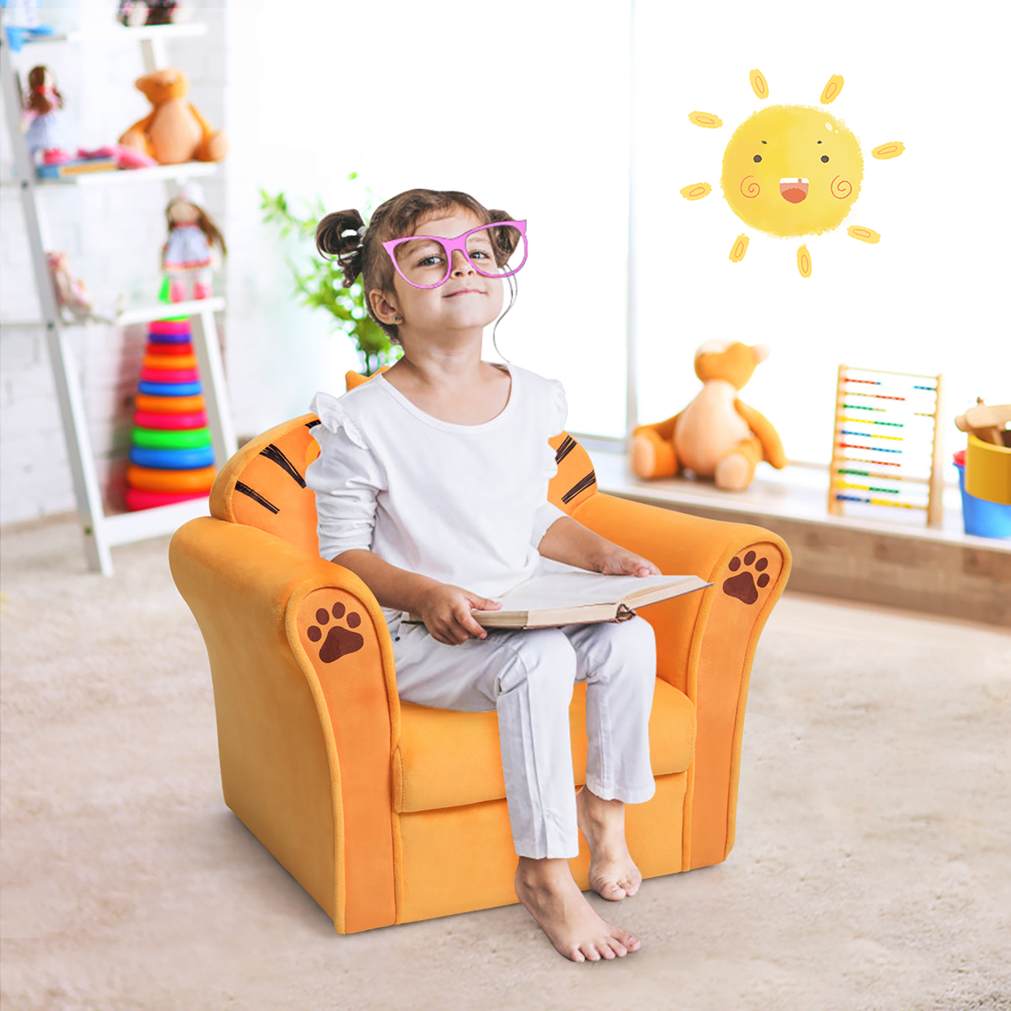 Costway Kids Lion Sofa Children Armrest Couch Toddler Furniture Gift