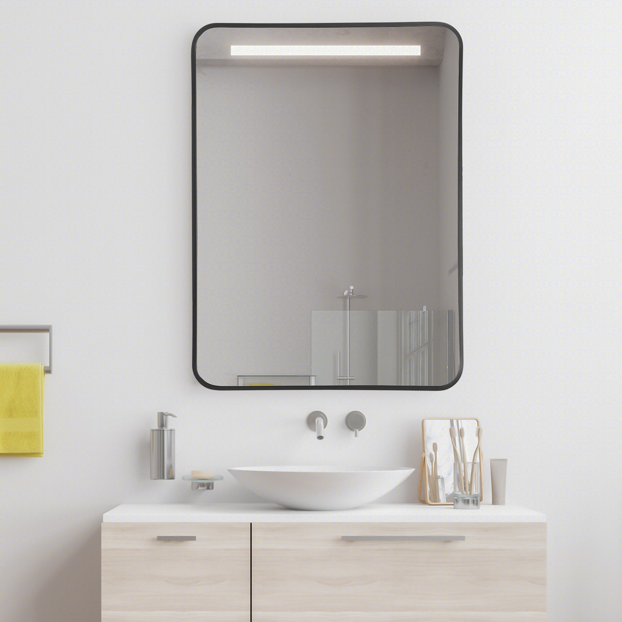 Costway 22''x 30''Bathroom Wall Mounted Mirror Aluminum Alloy Frame Decor Gold\Black