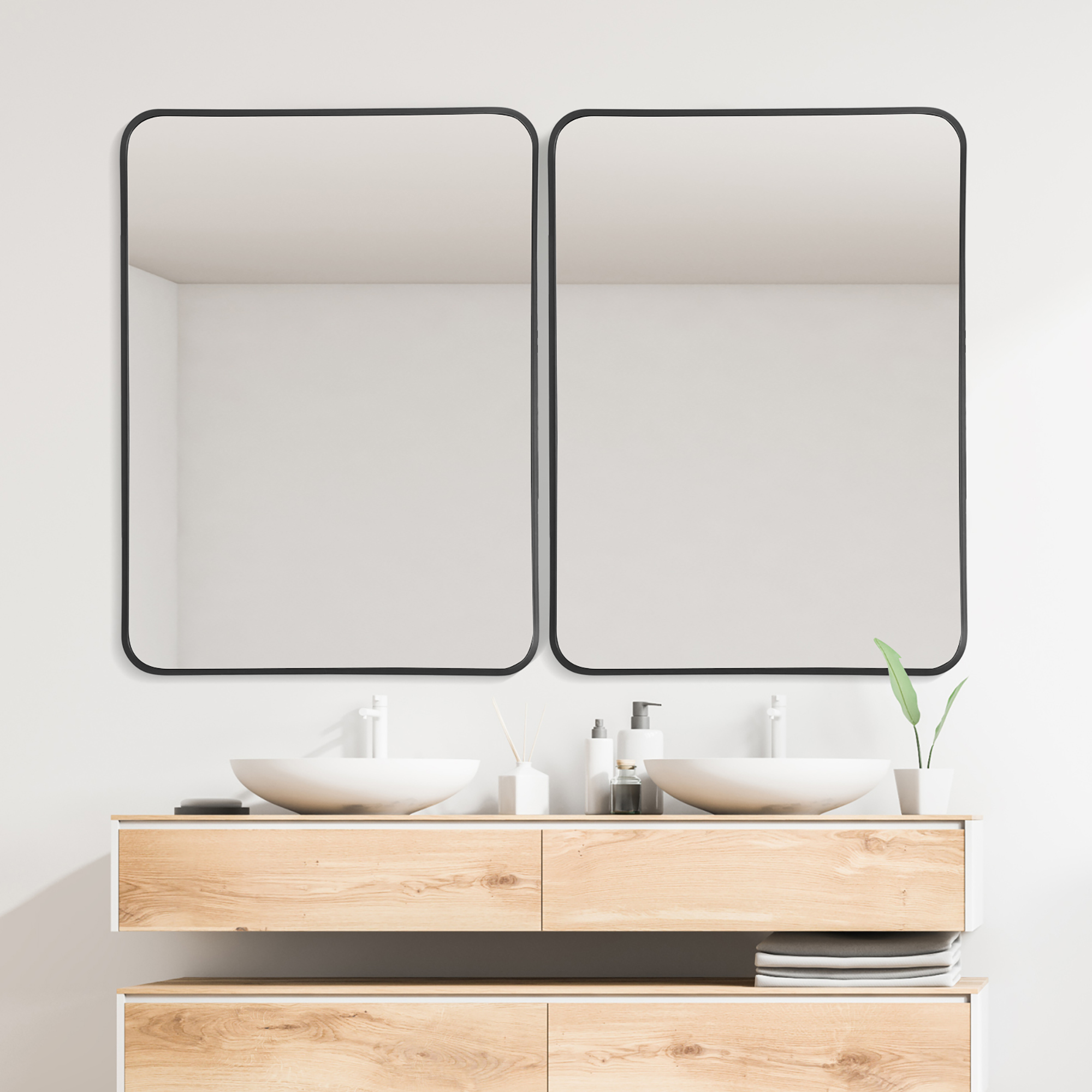 Costway 22''x 30''Bathroom Wall Mounted Mirror Aluminum Alloy Frame Decor Gold\Black