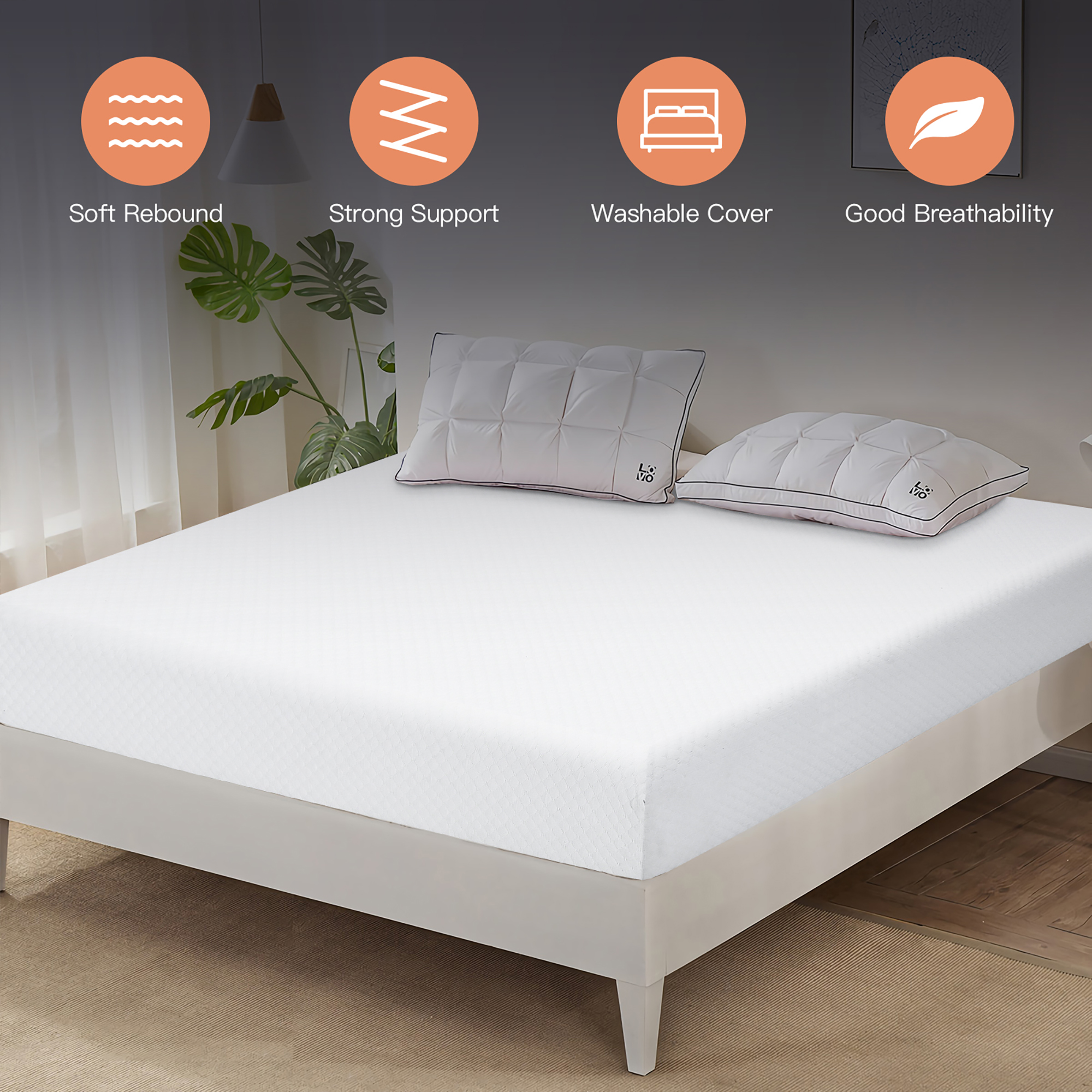 Costway Full\Twin\Queen\King Size 8''  Foam Mattress Jacquard Medium Firm Bed-in-a-Box Bed Room W/Removable Cover
