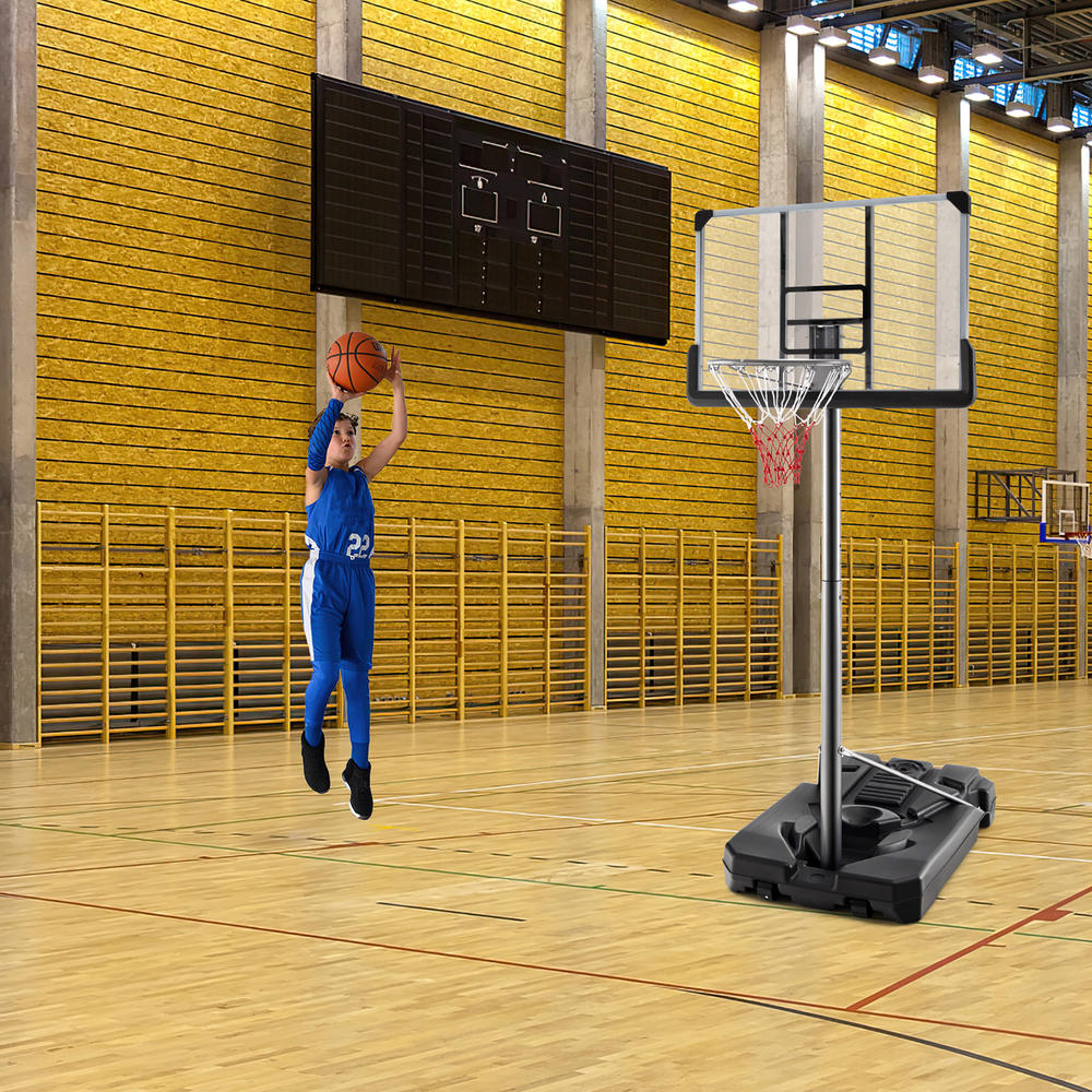 Costway 64''-79'' Height Adjustable Poolside Basketball Hoop Goal System with44'' Backboard