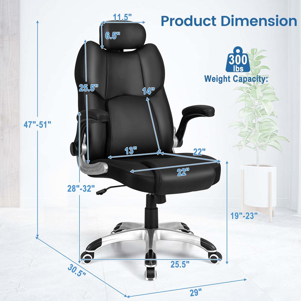 Costway Kneading Massage Office Chair Height Adjustable Swivel Chair with Flip-up Armrests