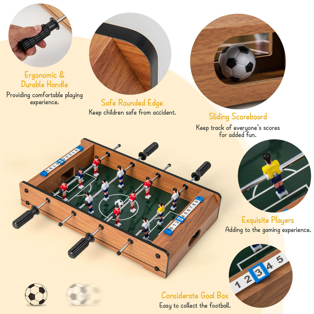 Costway Mini Football Table for Double Player w/ Durable Handle 2 Footballs Game Room