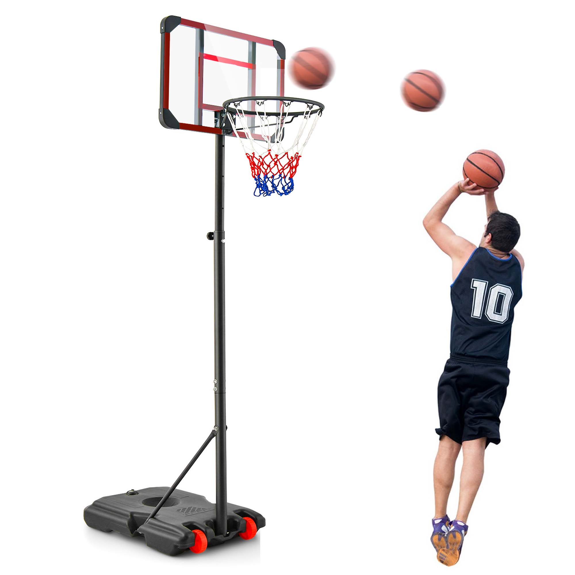 Costway Portable Basketball Hoop Stand 6.3FT-8.1FT Adjustable withWheels & Edge Protectors