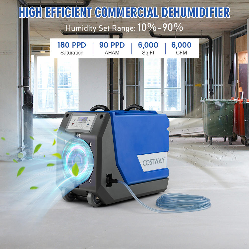 Costway 180 PPD Commercial Dehumidifier Industrial Dehumidifier with Pump & Drain Hose
