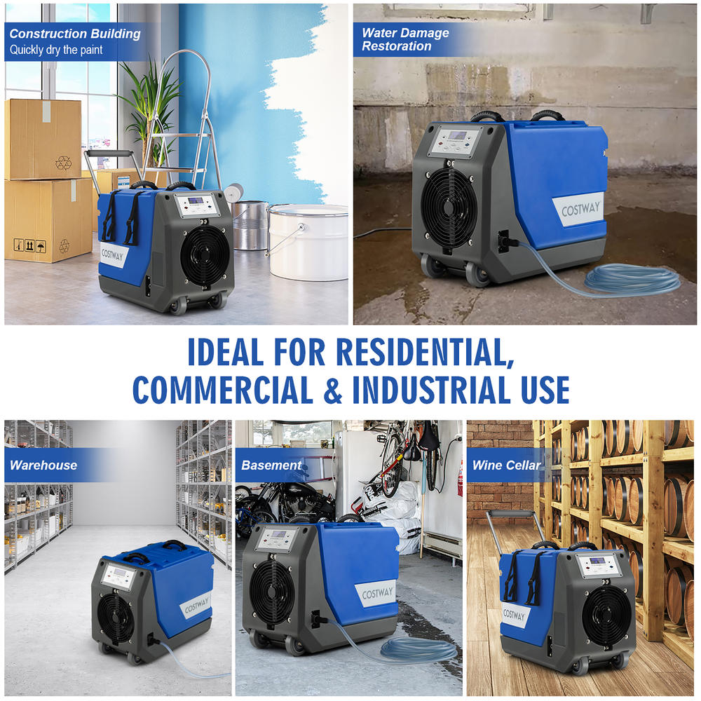 Costway 180 PPD Commercial Dehumidifier Industrial Dehumidifier with Pump & Drain Hose