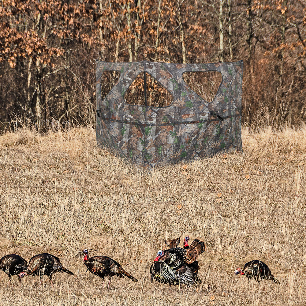Costway Turkey Hunting Ground Blind 2-Panel Pop Up Fence with 3 Shoot Through Ports