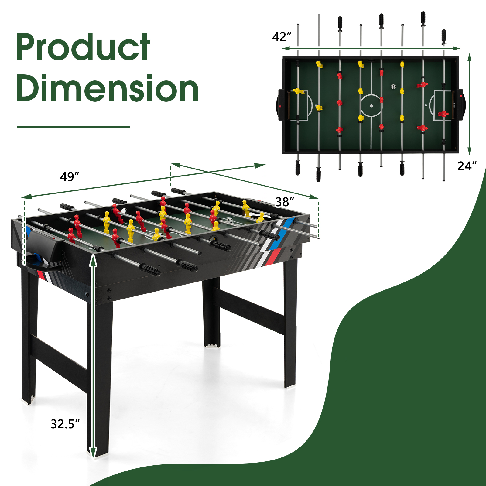 Costway 4-in-1 Combo Game Table 49" Foosball with Pool Billiards Air Hockey Table Tennis