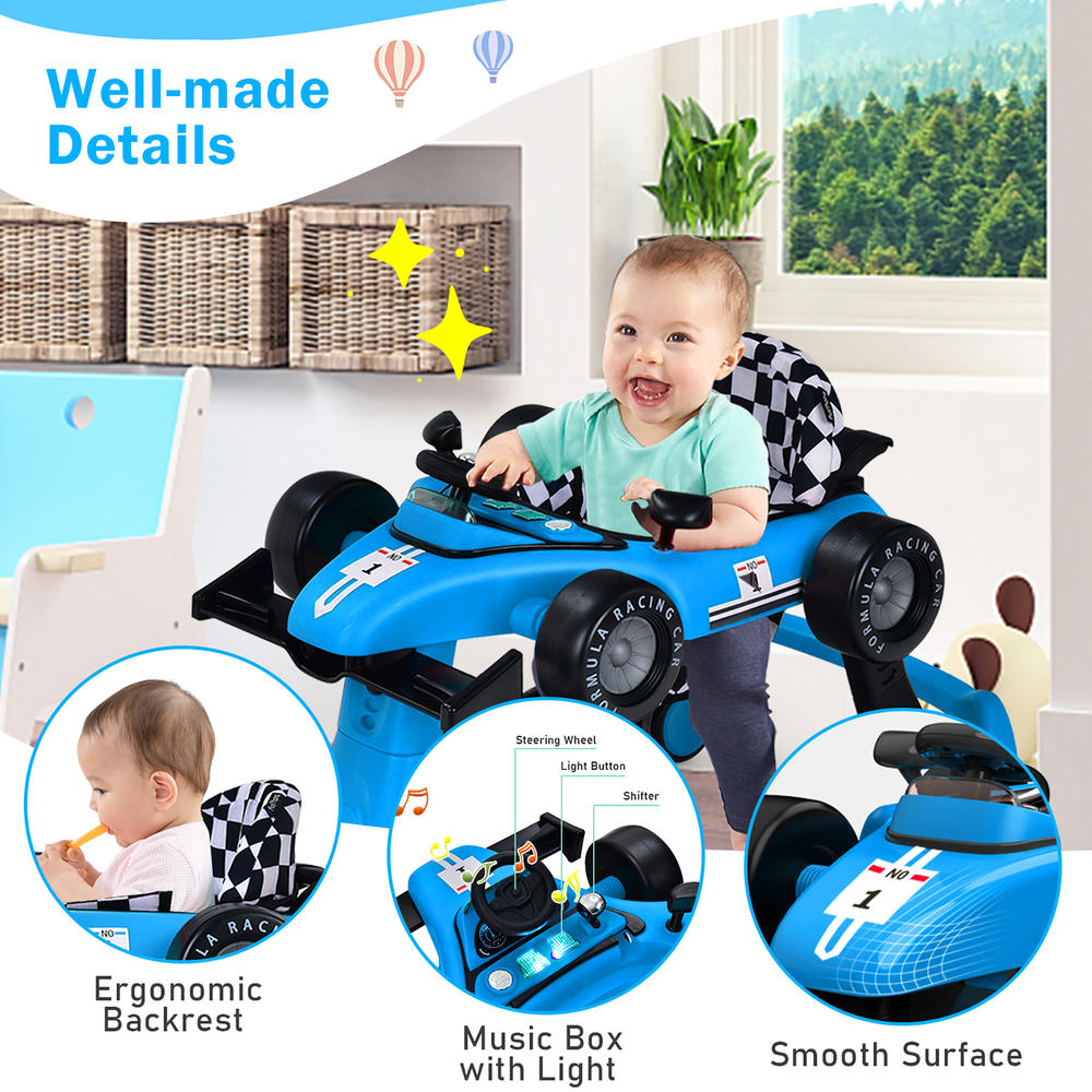 Costway 4-in-1 Baby Walker Foldable Activity Push Walker Adjustable Yellow/Blue/Red/Black/White