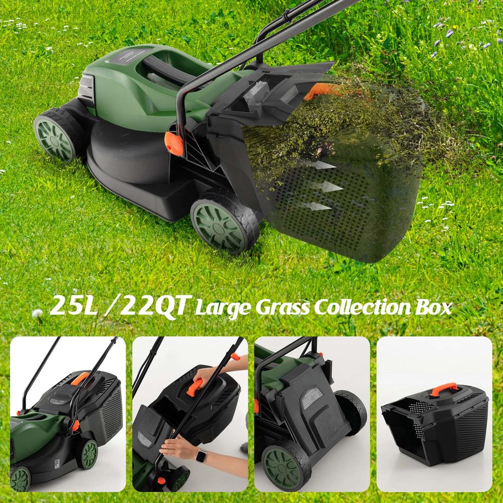 Costway Electric Corded Lawn Mower 10-AMP 13-Inch Walk-Behind Lawnmower with Collection Box
