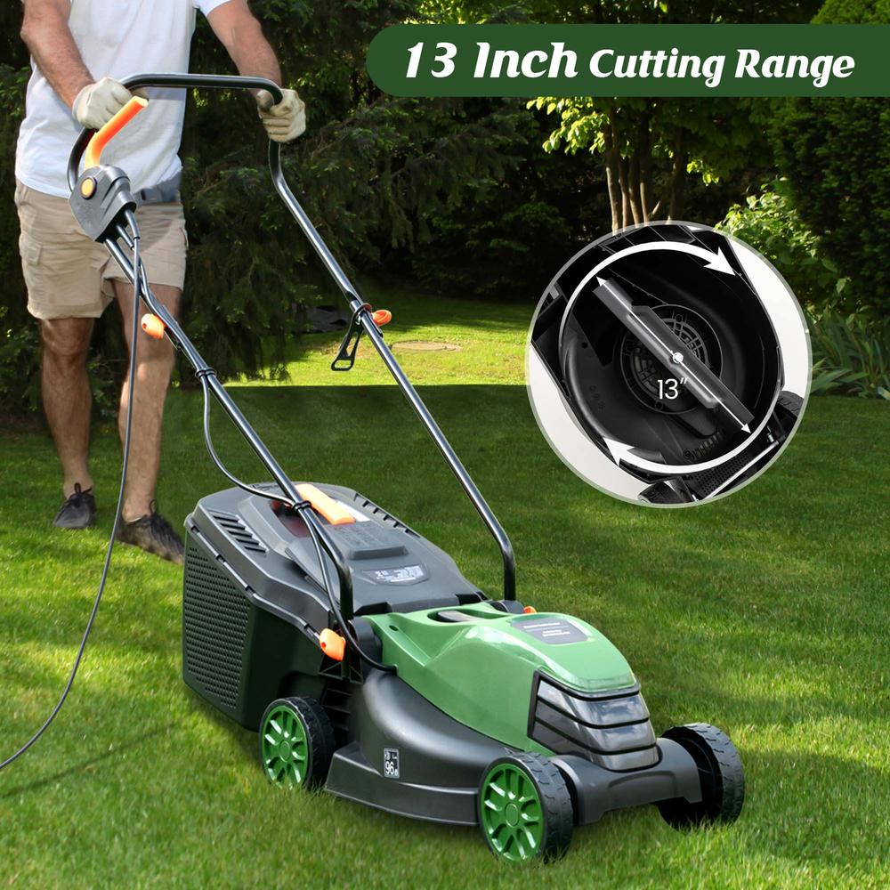 Costway Electric Corded Lawn Mower 10-AMP 13-Inch Walk-Behind Lawnmower with Collection Box