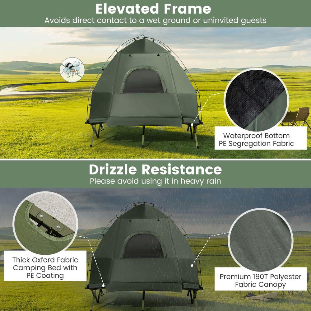 Costway 2-Person Compact Portable Pop-Up Tent Camping Cot with Air Mattress & Sleeping Bag