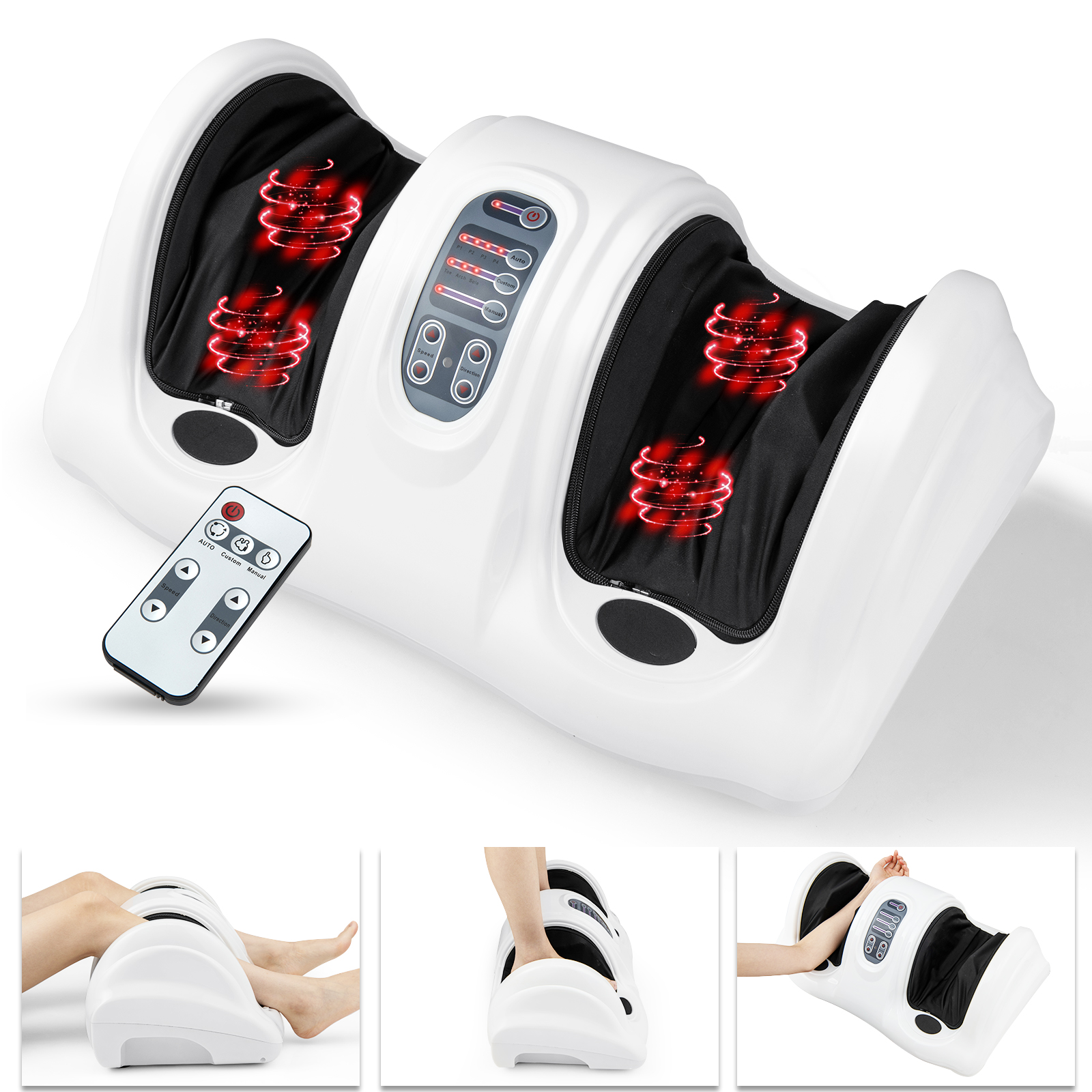 Costway Shiatsu Foot Massager Kneading and Rolling Leg Calf Ankle with Remote White