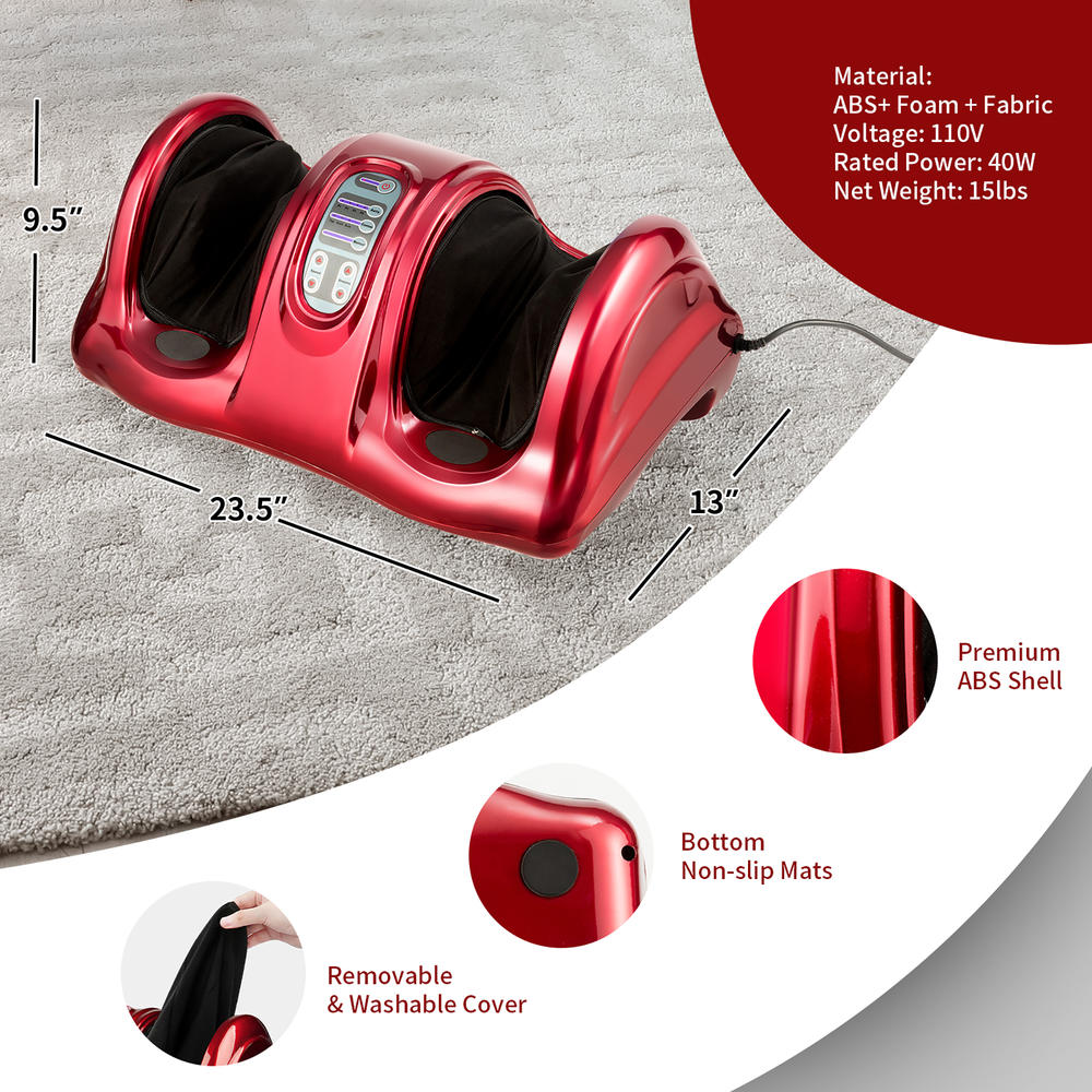 Costway Shiatsu Foot Massager Kneading and Rolling Leg Calf Ankle with Remote Red
