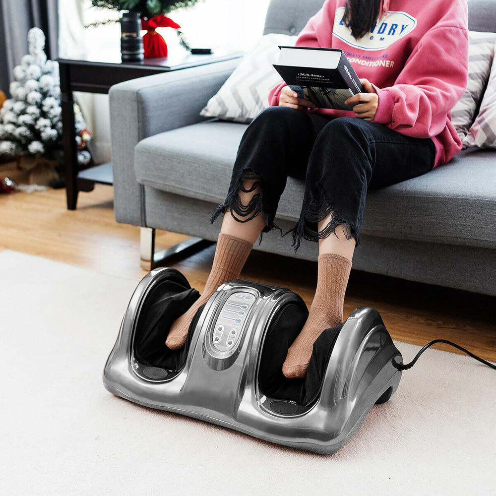 Costway Shiatsu Foot Massager Kneading and Rolling Leg Calf Ankle with Remote Gray