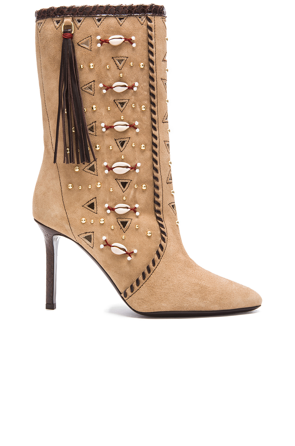 Tamara Mellon Bohemia Stucco/TDM Suede Boots 90MM Heels $1,295 NEW