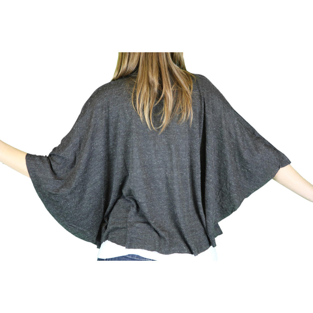 ANAMA Women's Dark Heather Grey Mock Neck Kimono Sleeve Top W11-007 $84 NEW