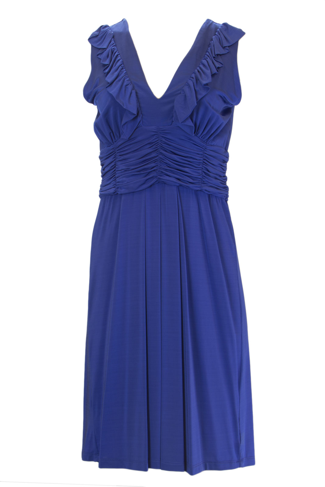 ANALILI Women's Ocean Blue V-Neck Sleveless A-Line Dress 851AH14 $275 NWT