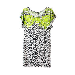 Versace Beachwear Women's Barocco Animalier Cover-up Dress IT 42 Lime/Black/White