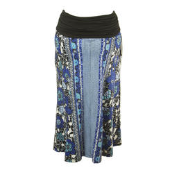 OLIAN Maternity Women's Blue Abstract Print A-Line Skirt I200704 $85 NWT