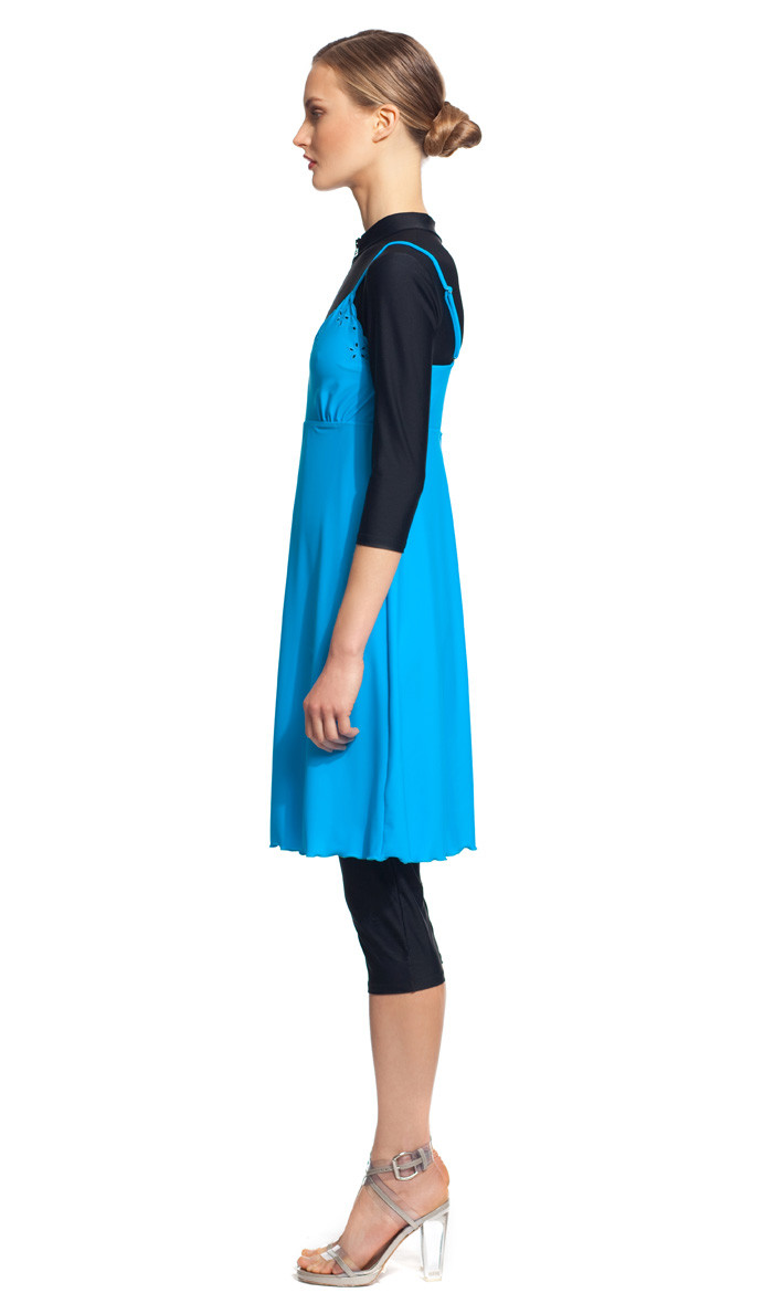 MODEST SEA Emily Medium Coverage Blue Piscina Swim Dress 11023 $105 NEW