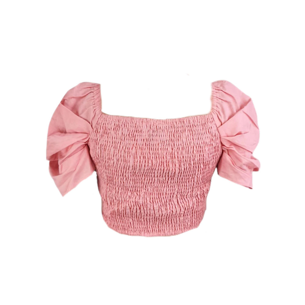 MADISON THE LABEL Women's Pink Puffed Sleeve Cropped Top #MS0220 X-Small NWT