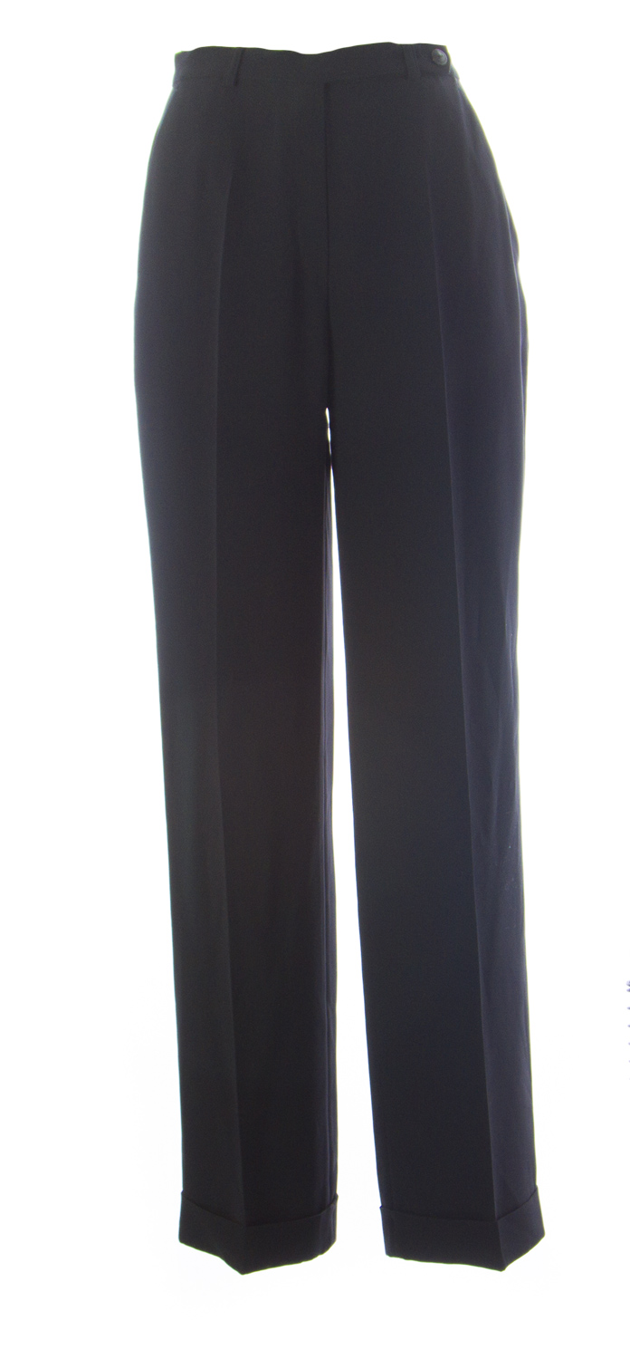 ESOLOGUE Women's Black Classic Soft Wide Leg High Rise Cuffed Pants Medium NWOT