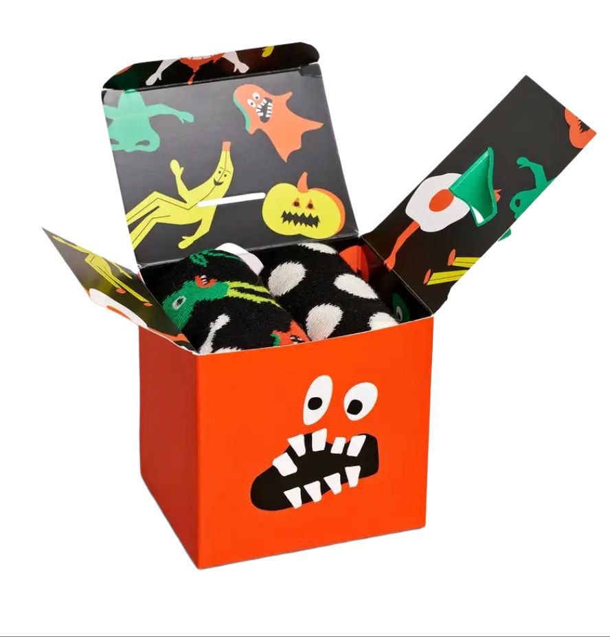HAPPY SOCKS Kids' Cotton Monster Socks 2 Pairs Gift Set Size 2-3 Years NWB