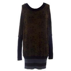ETERNAL CHILD Women's Brown/Black Printed Batwing Boatneck Tunic Sweater NEW