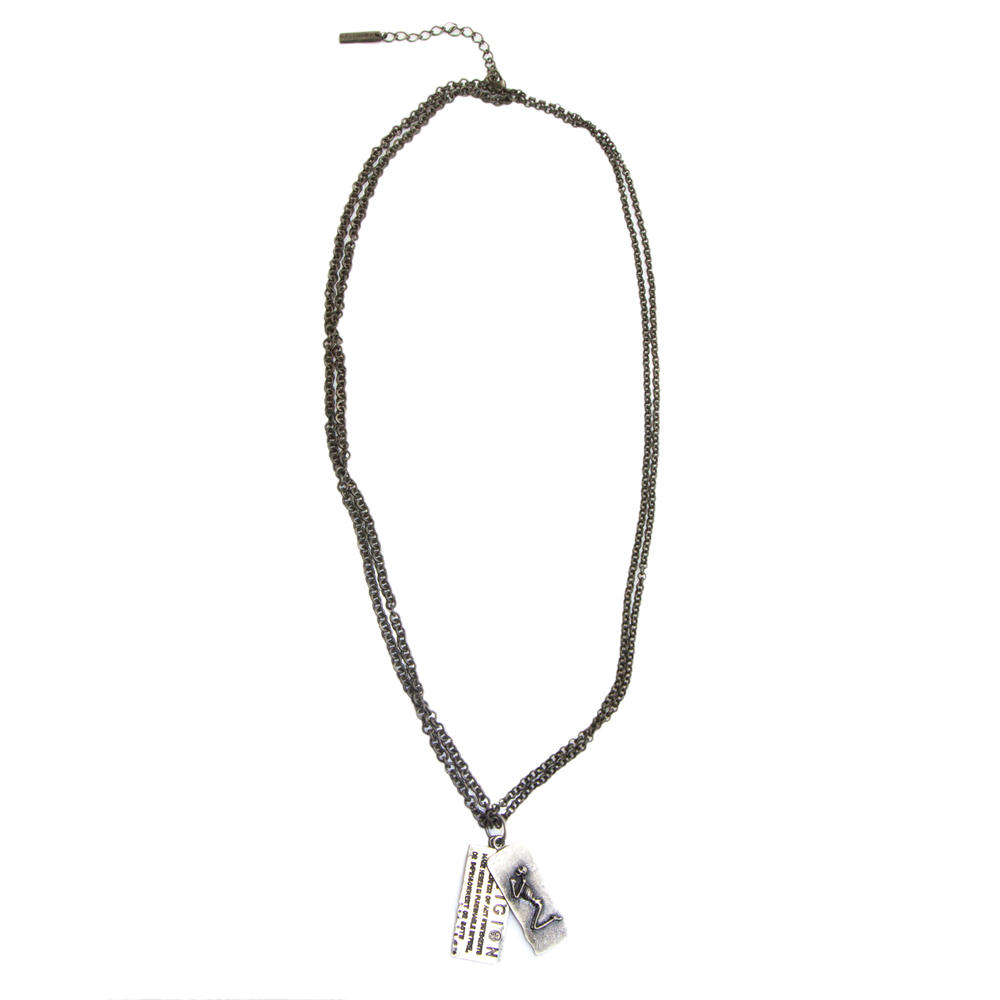 Religion Women's Multi Chain Skeleton Necklace One Size Antique Silver