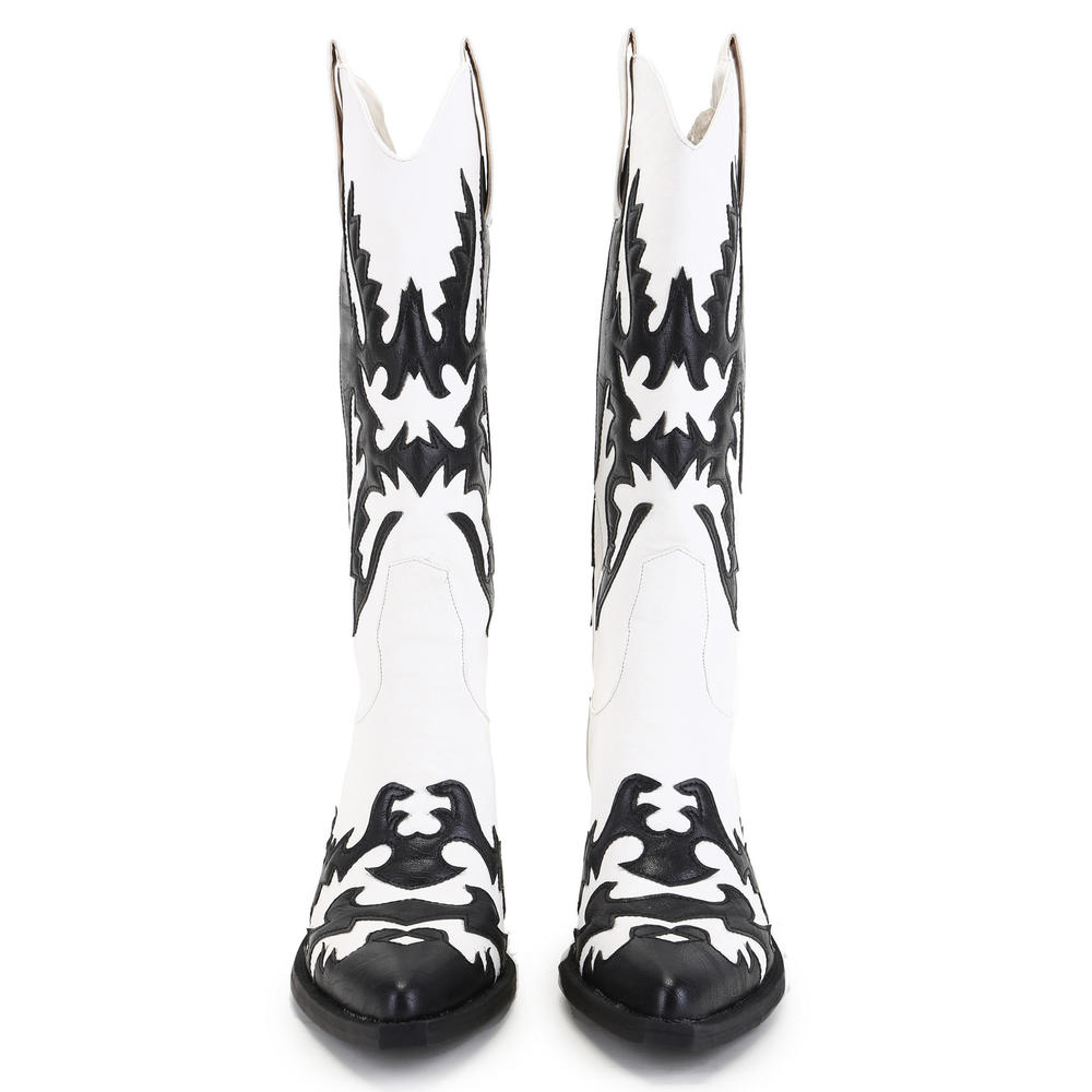 Ferwind Western Cowboy Knee-High Stich Patterns Pull-on Boots Female Adult