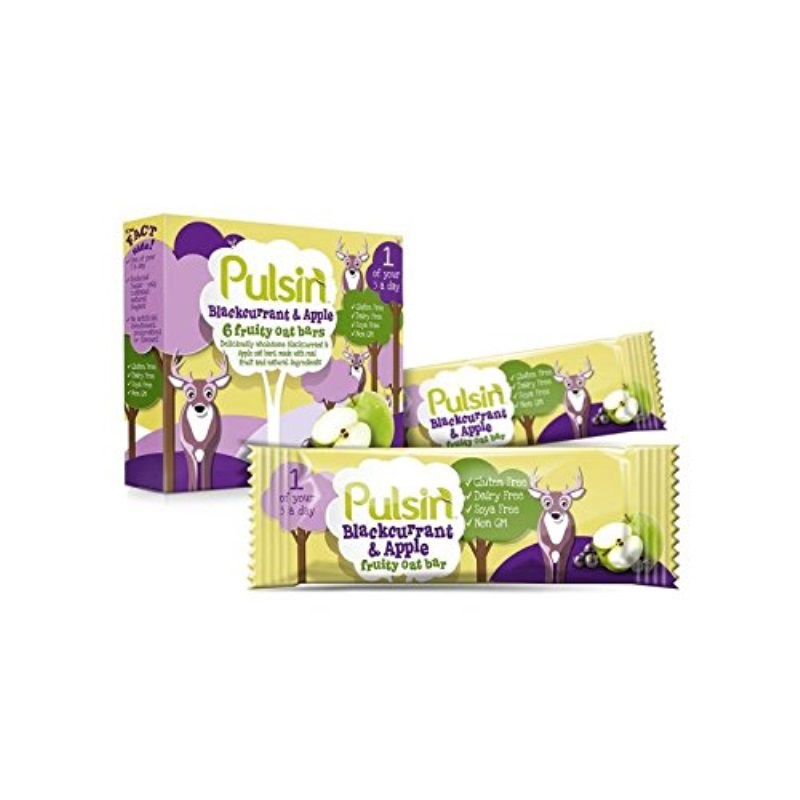 Pulsin' Blackcurrant and Apple Fruity Oat Bars 6 x 25g - Pack of 6