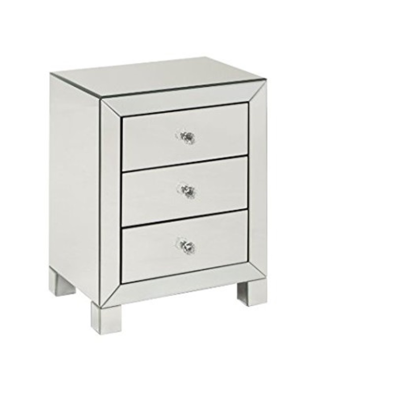 Avenue Six Ave Reflections 3 Drawer Accent Table Silver Avenue Six Ave Reflections 3 Drawer Accent Table Silver Mirrored Finish
